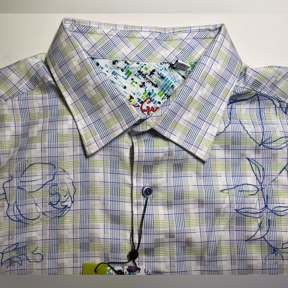 NWT Robert Graham Men Kenilworth Shirt 2XL Flip Cuff Embroidered $268 Cotton